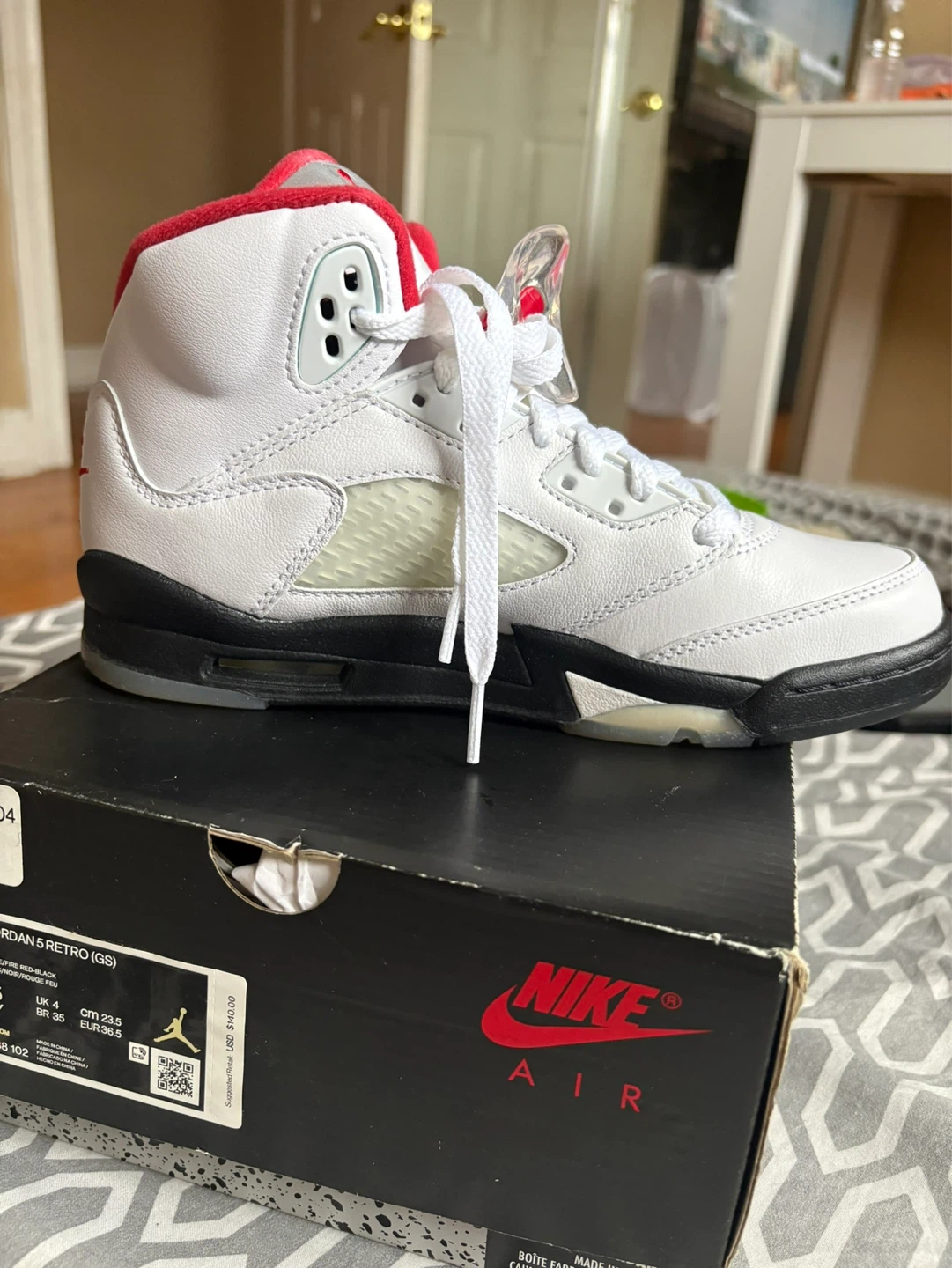 Air Jordan 5 Retro (GS) White Red Black - photo 2