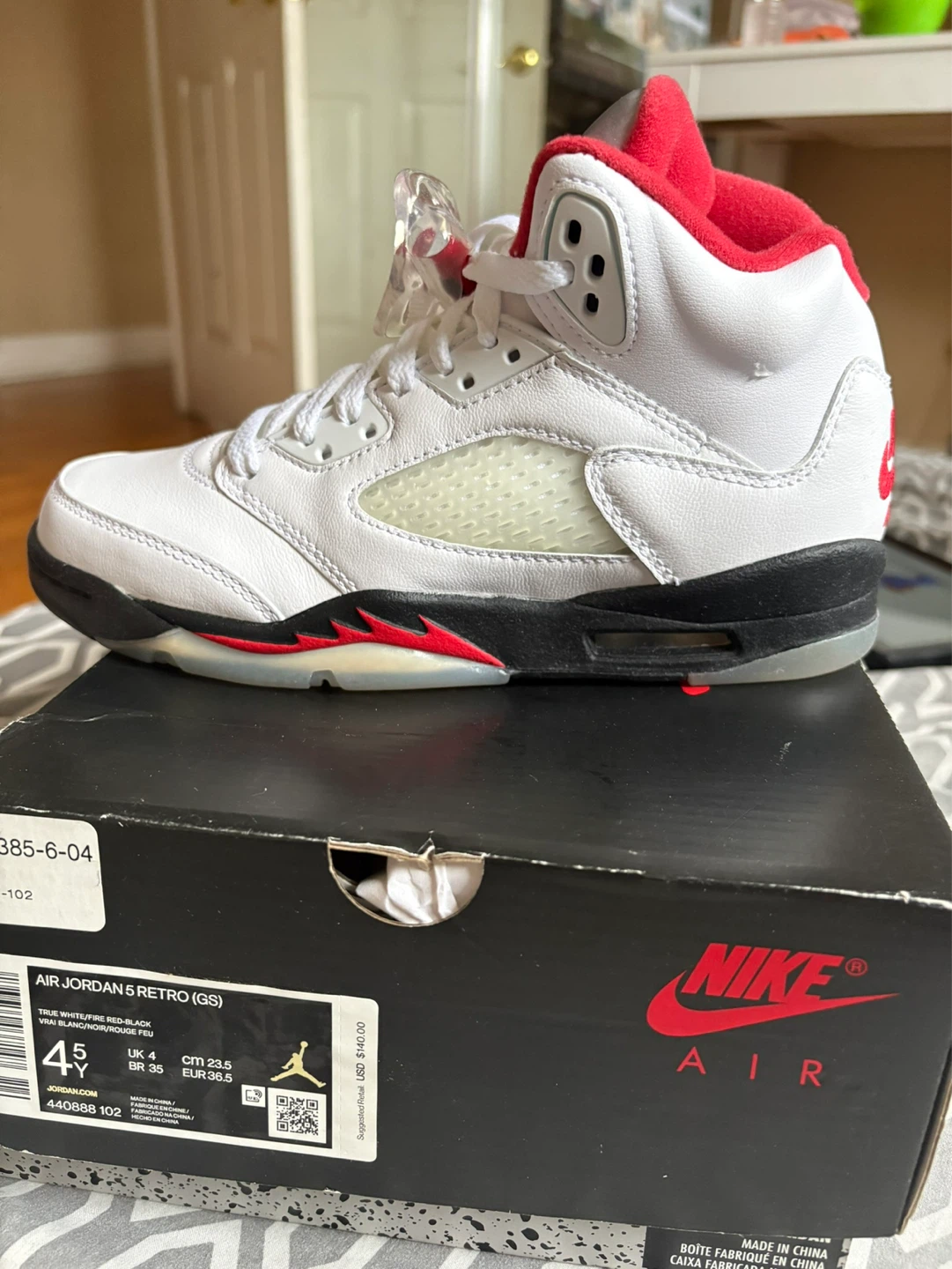 Air Jordan 5 Retro (GS) White Red Black