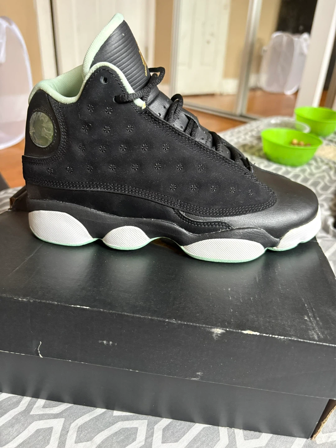 Jordan 13 Retro Black Mint Sneakers - photo 2