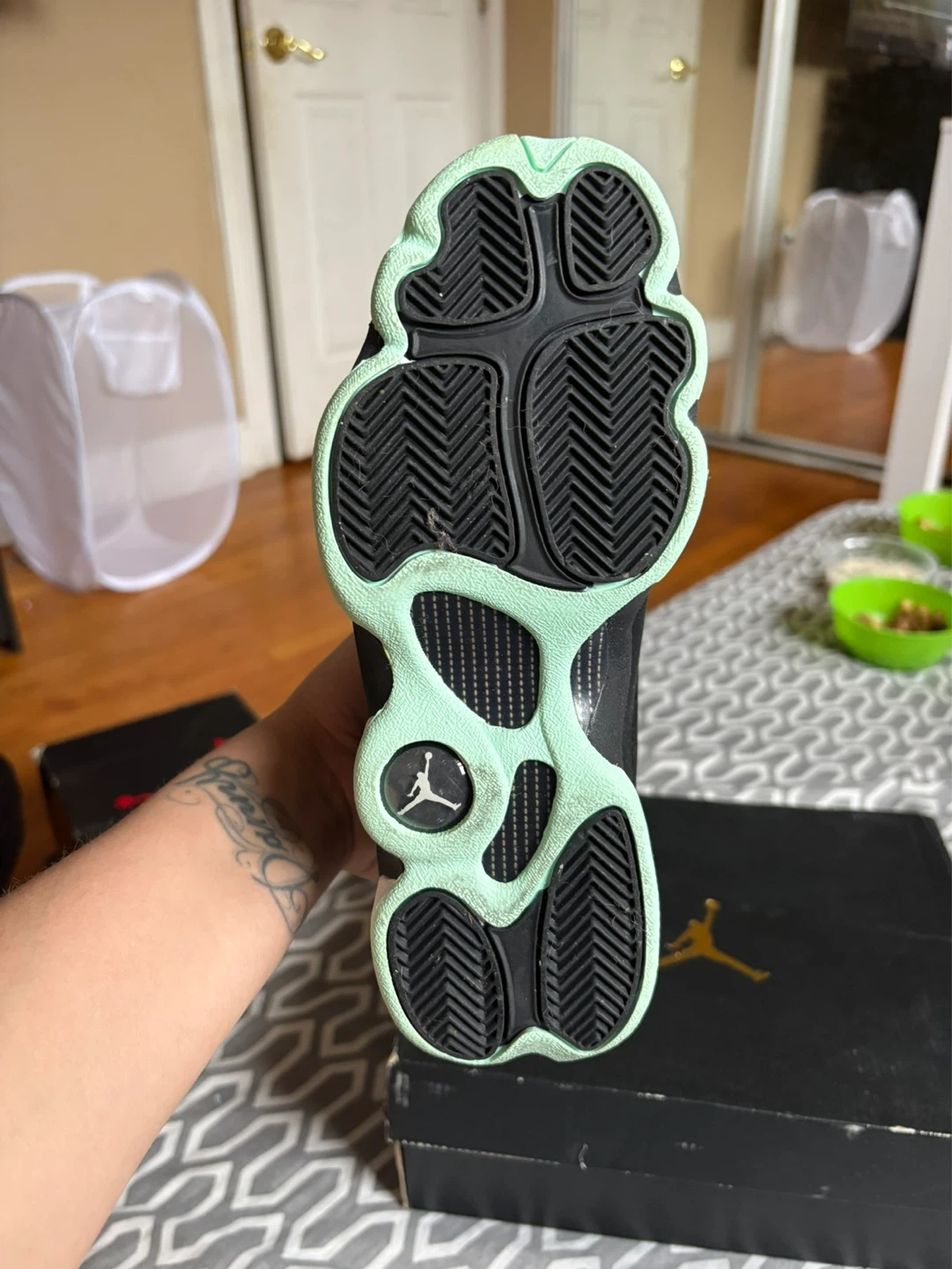 Jordan 13 Retro Black Mint Sneakers - photo 4