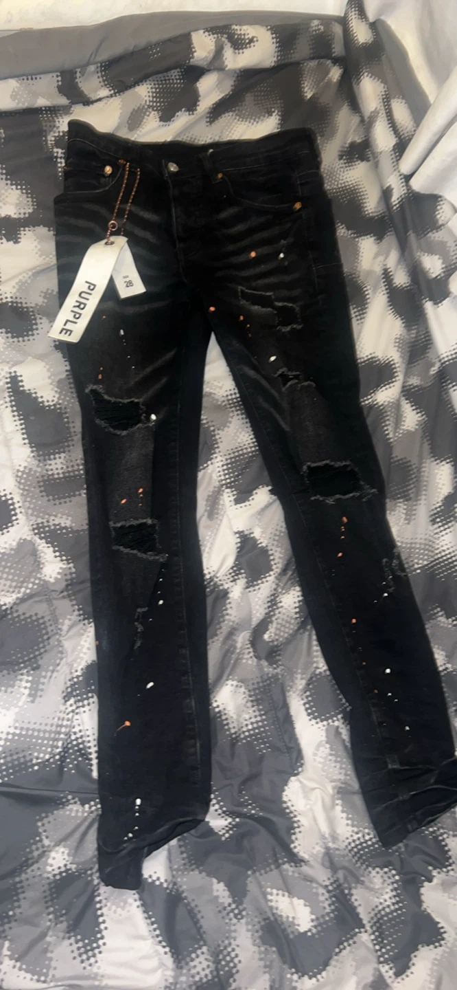 Purple Brand Black Distressed Paint Splatter Jeans - photo 2