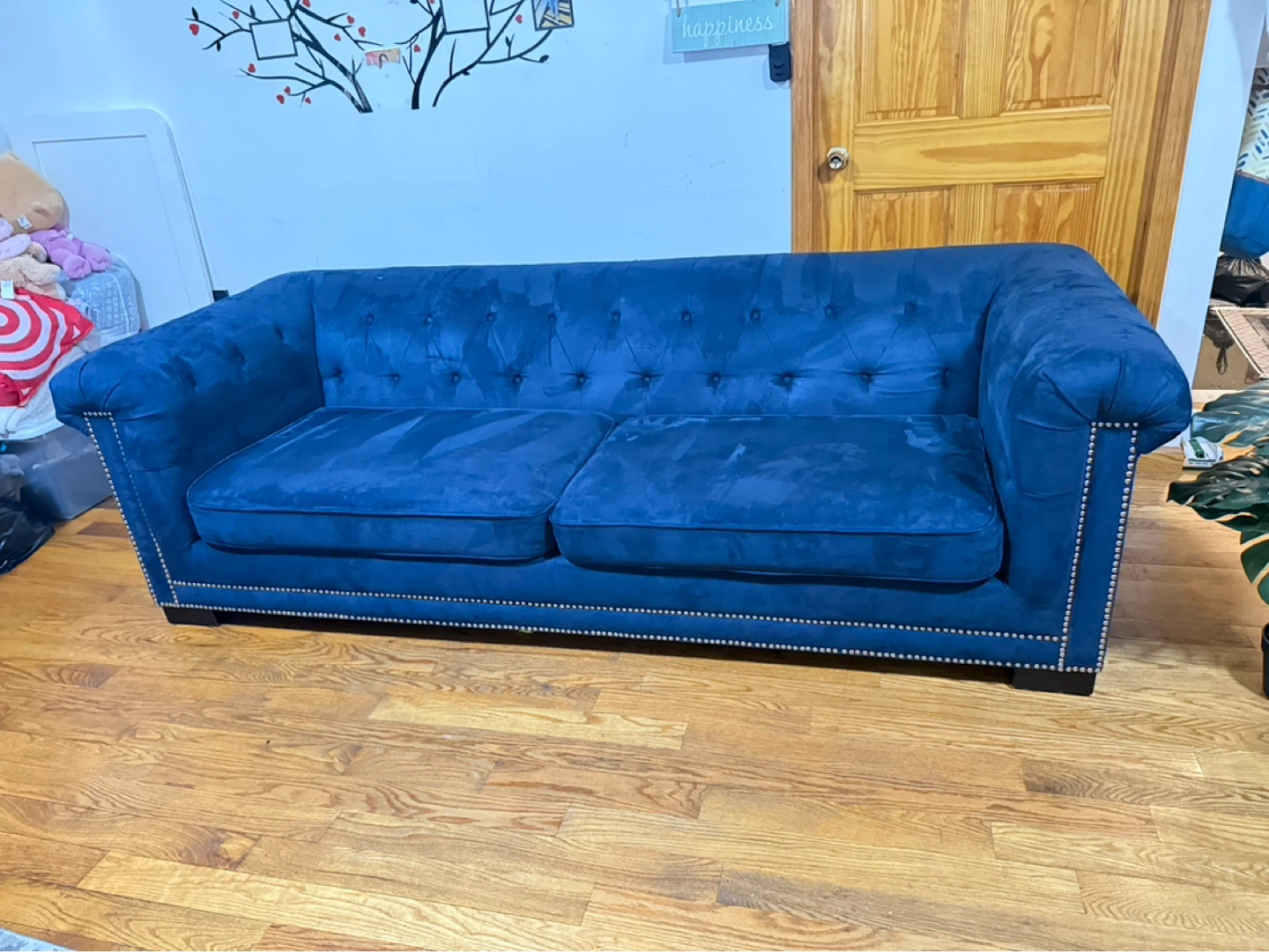 Tufted Blue Velvet Sofa - photo 4