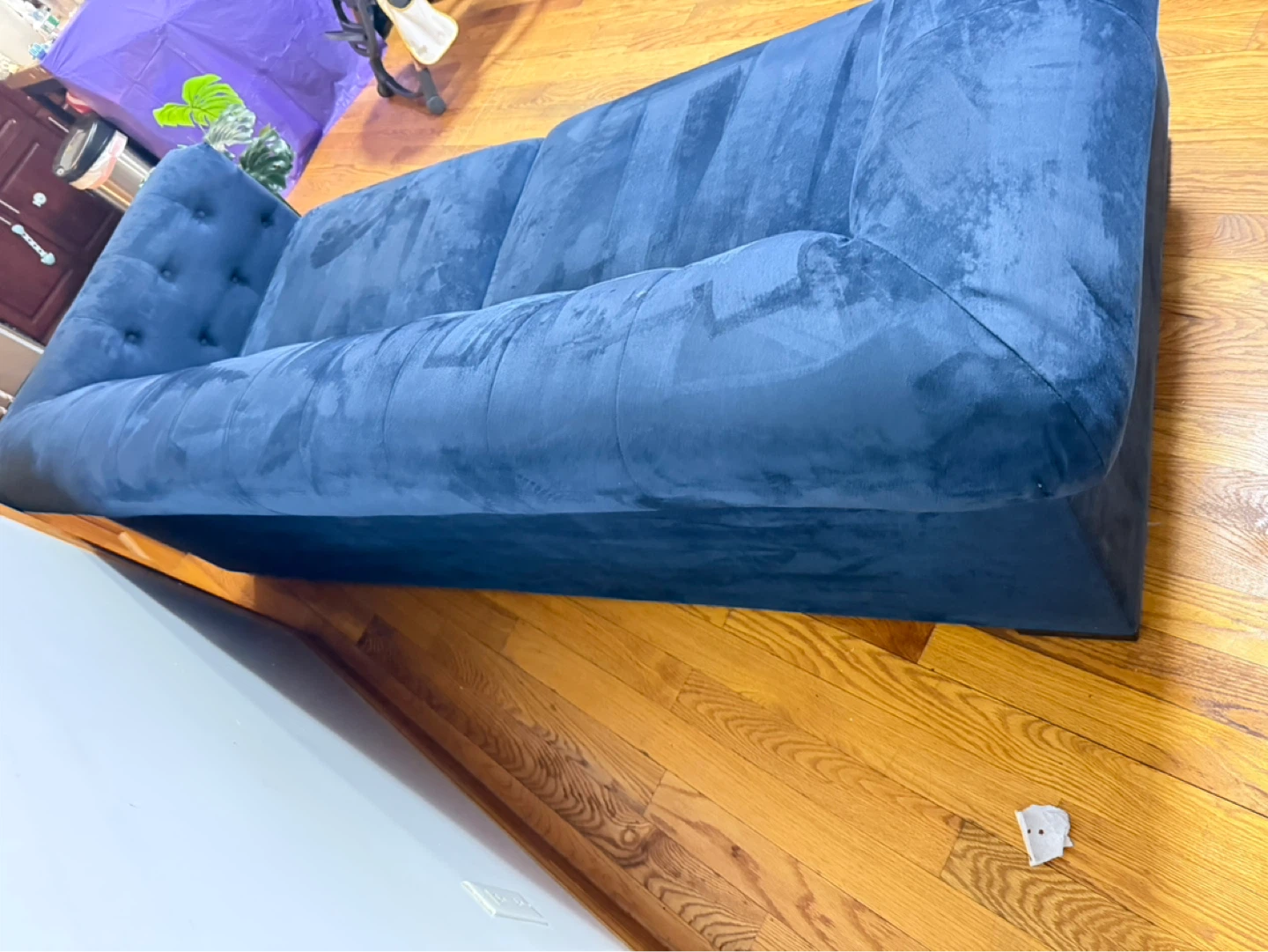 Tufted Blue Velvet Sofa - photo 5