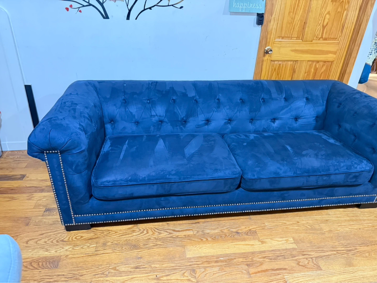 Tufted Blue Velvet Sofa - photo 3