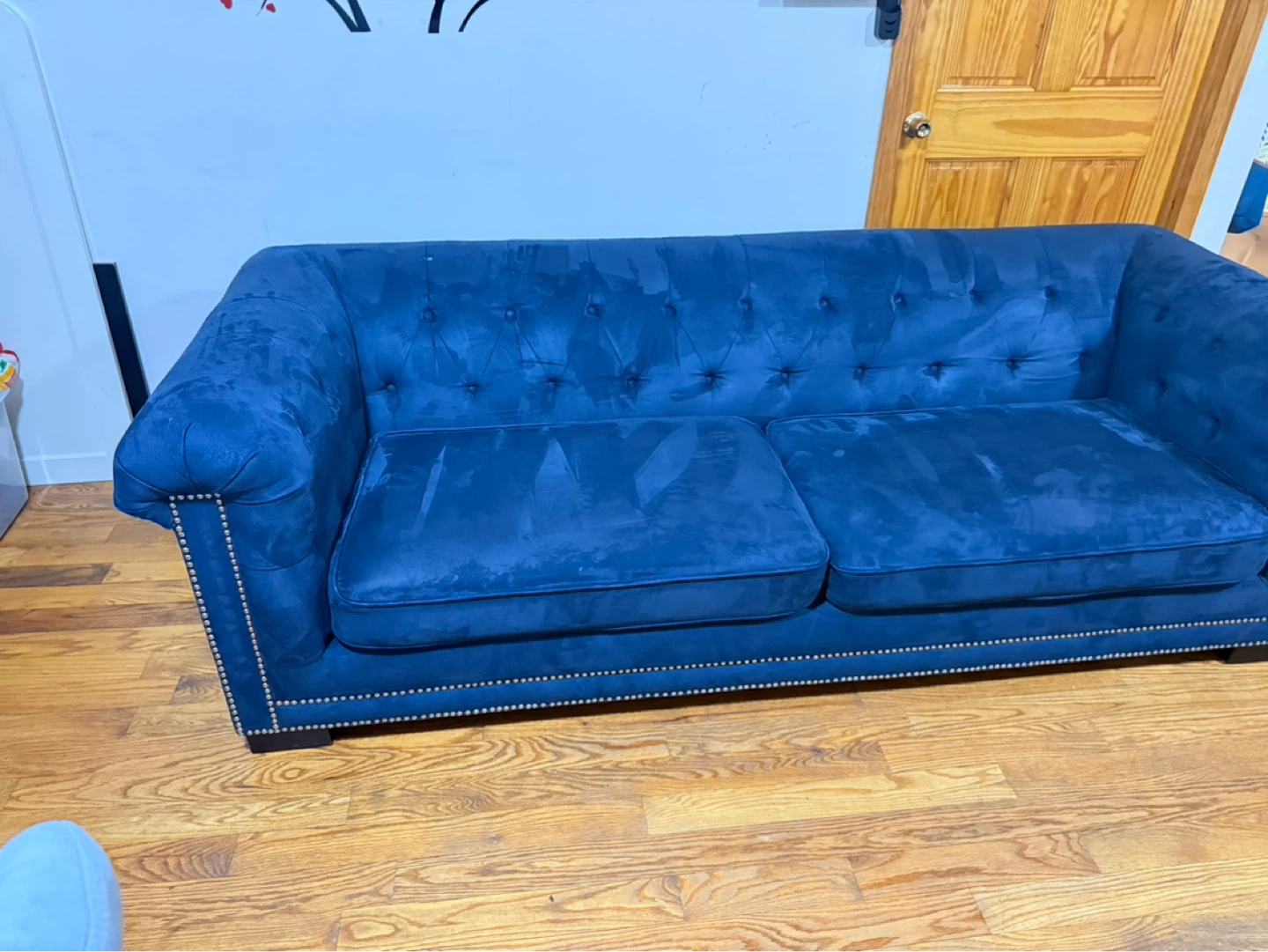 Tufted Blue Velvet Sofa - photo 2