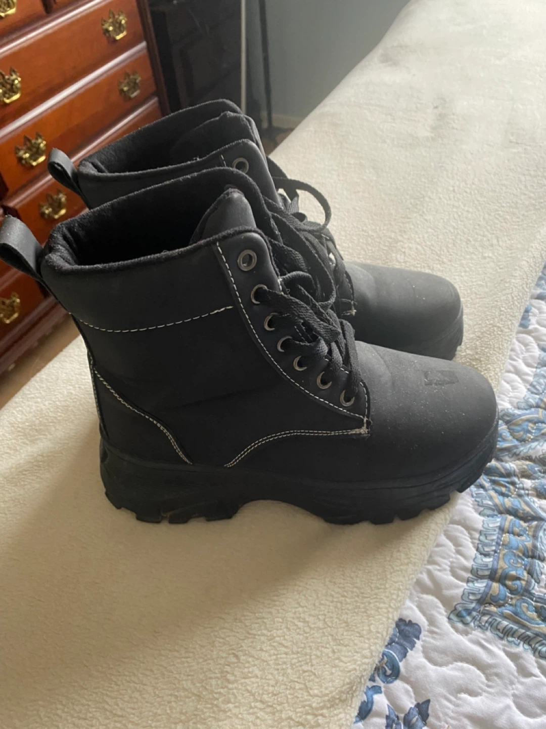 Black Lace-Up Ankle Boots