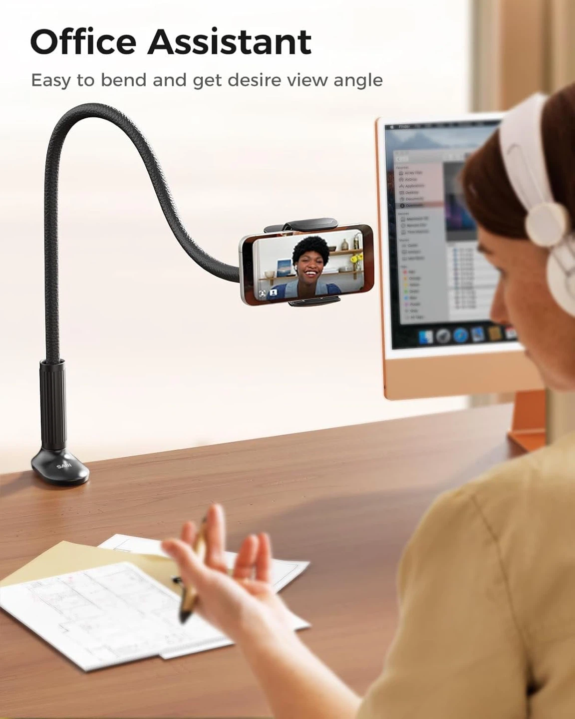 🌱 Black Flexible Gooseneck Phone Holder - photo 5