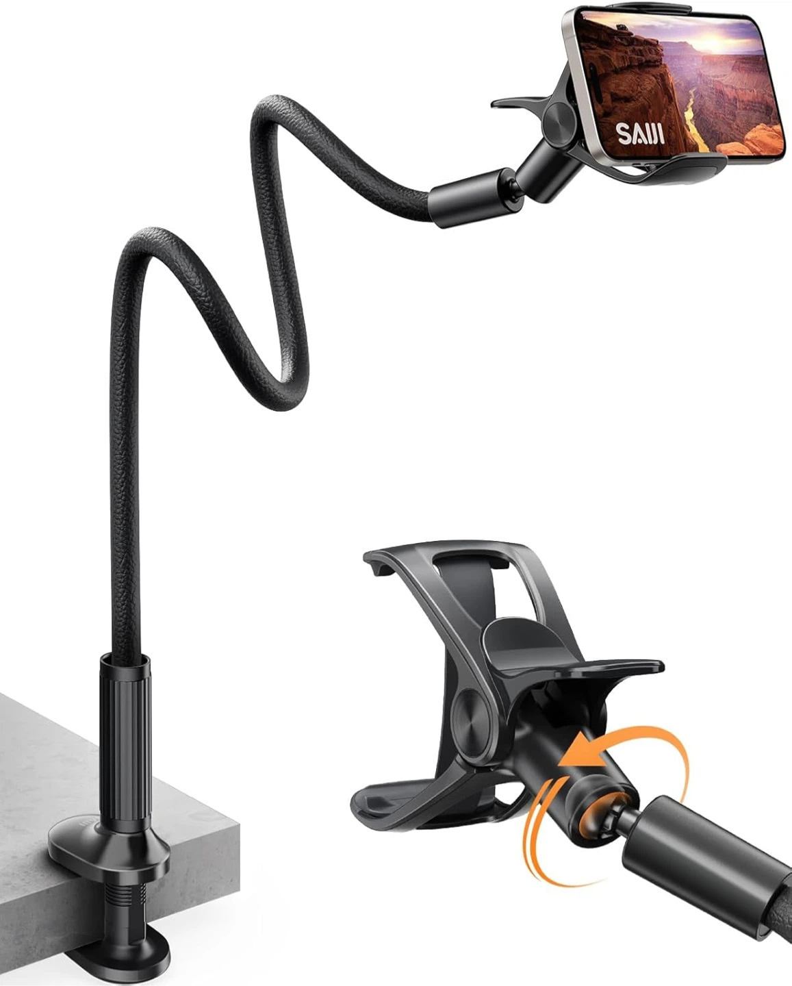 🌱 Black Flexible Gooseneck Phone Holder - photo 3