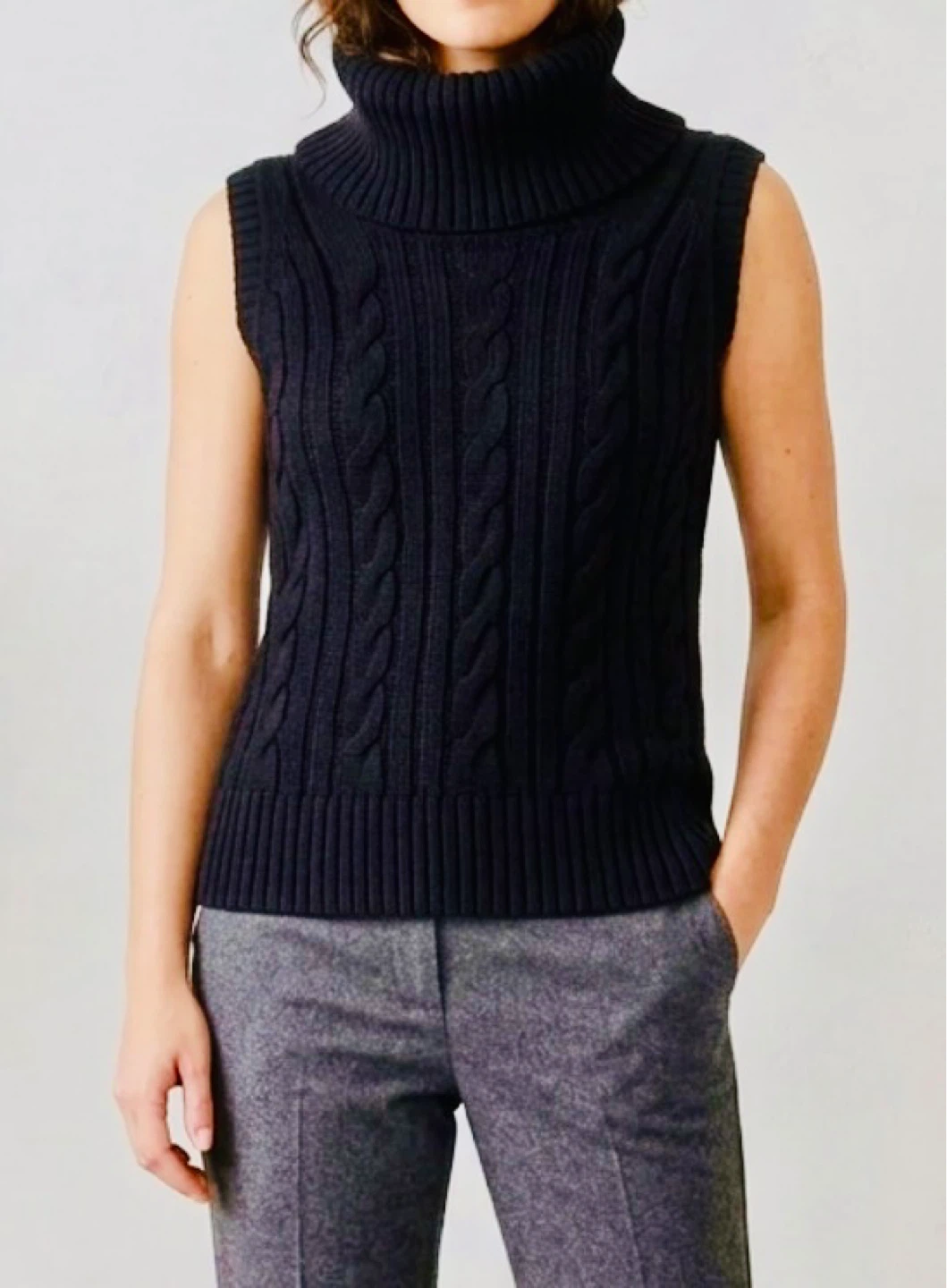Banana Republic Cable Knit Turtleneck Vest XS/TP