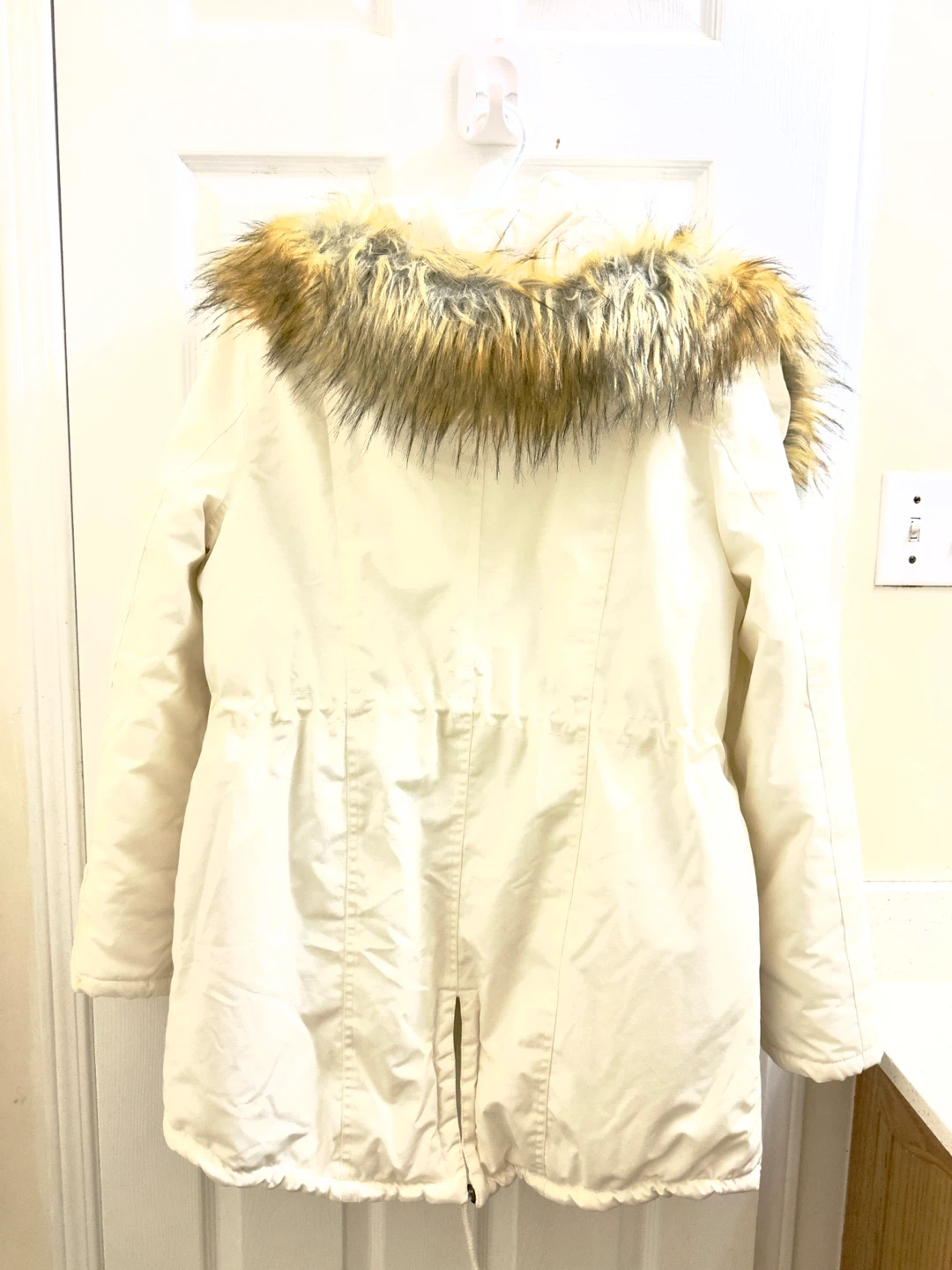 DKNY Cream Faux Fur Hooded Parka Jacket - photo 2