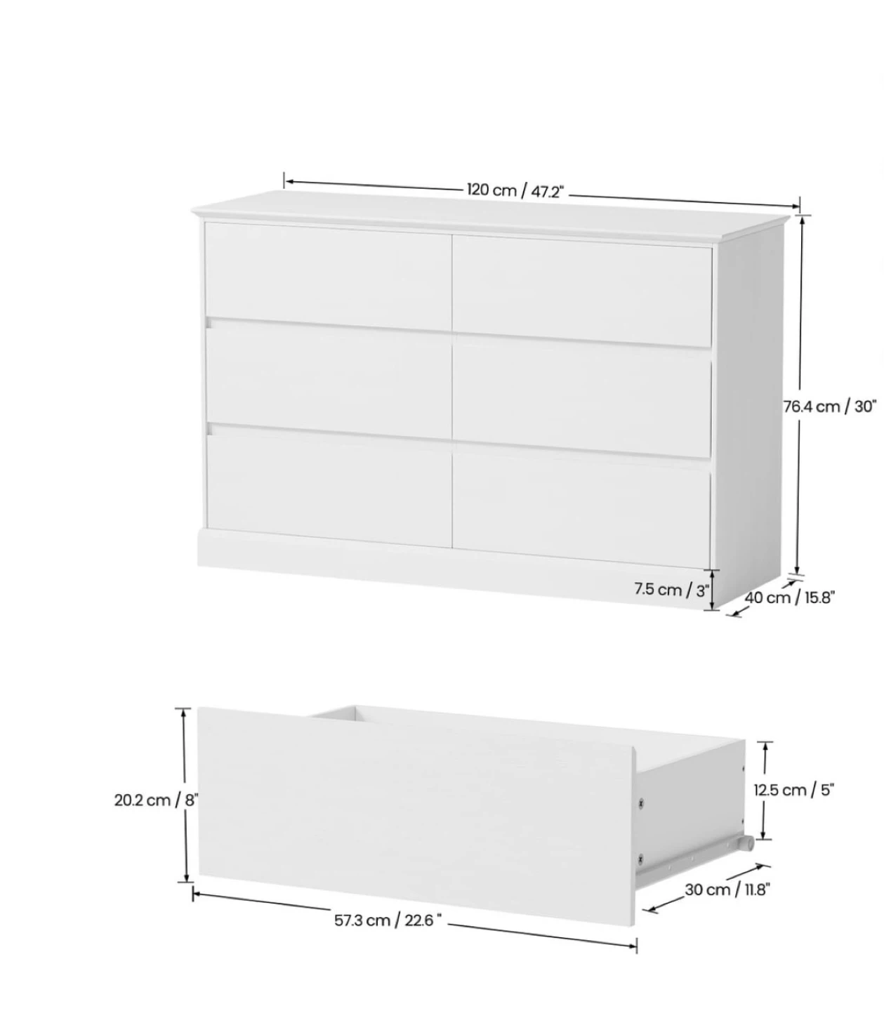 White 6-Drawer Dresser - photo 3
