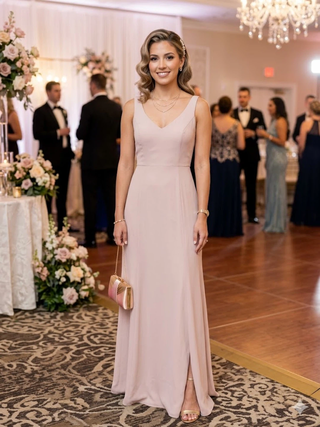 Lulus Women's Pink V-Neck Sleeveless Maxi Dress