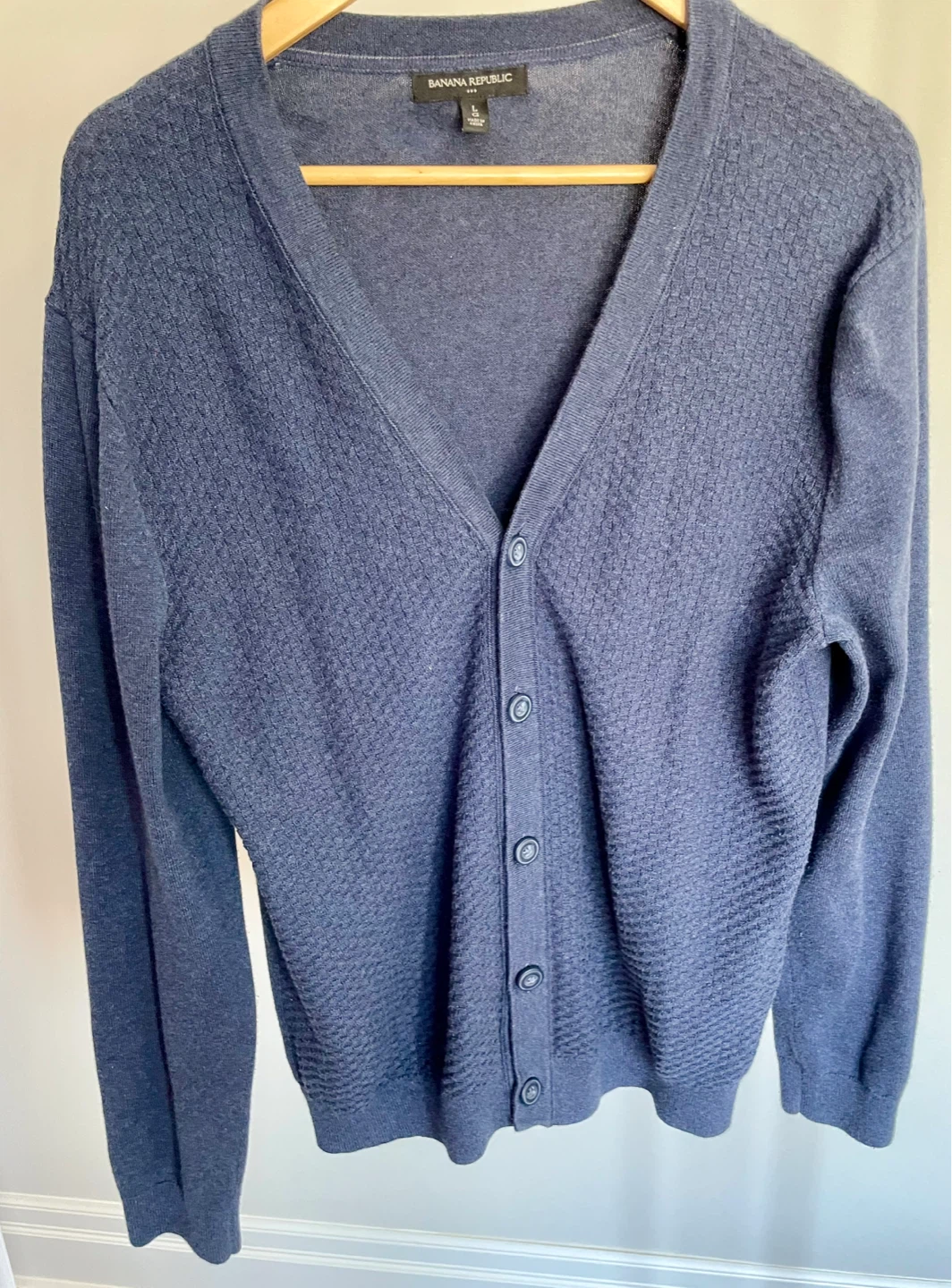 Banana Republic Men's Blue Textured Cardigan Sweater - photo 2