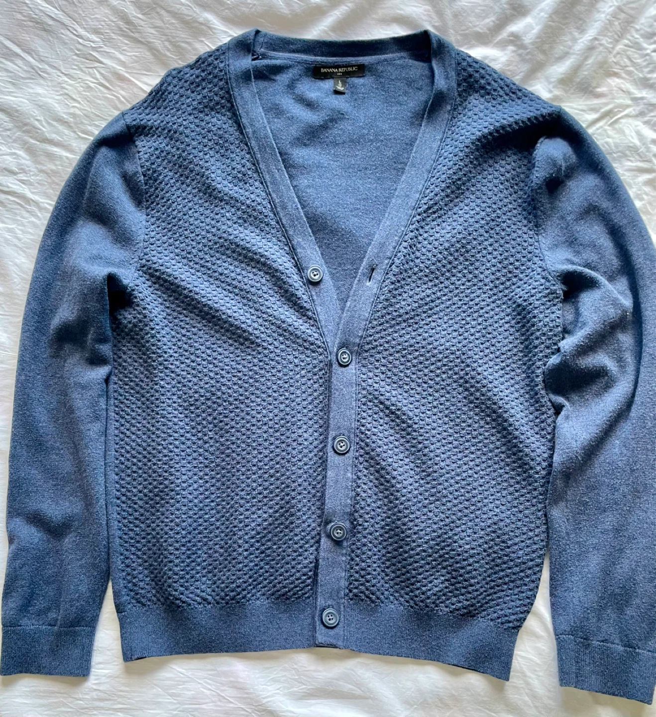Banana Republic Men's Blue Textured Cardigan Sweater - photo 4