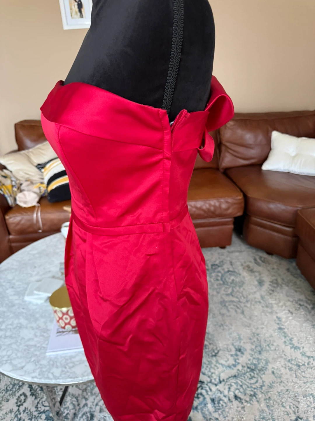Red Strapless Bow Detail Mini Dress - photo 5