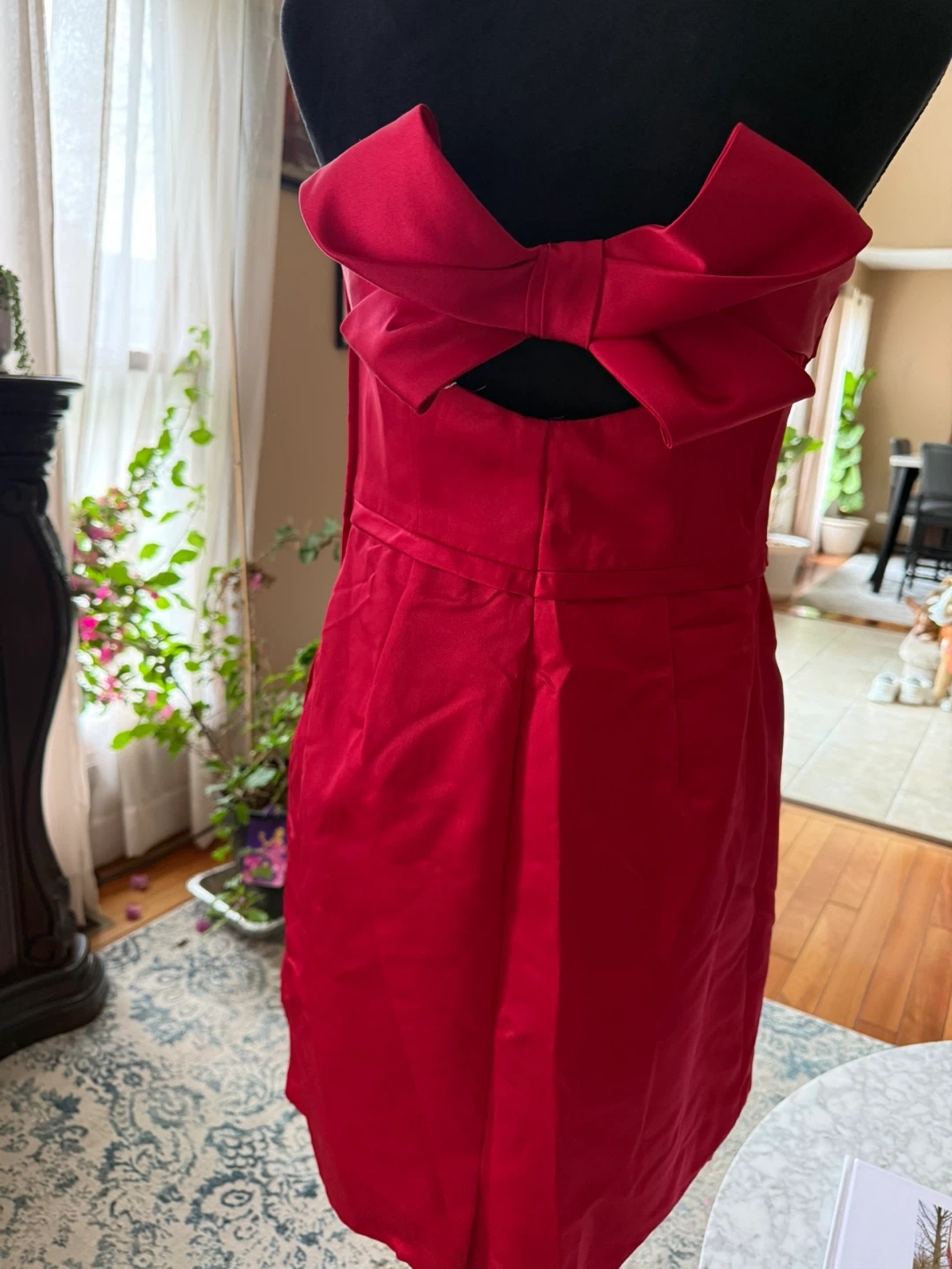 Red Strapless Bow Detail Mini Dress - photo 4