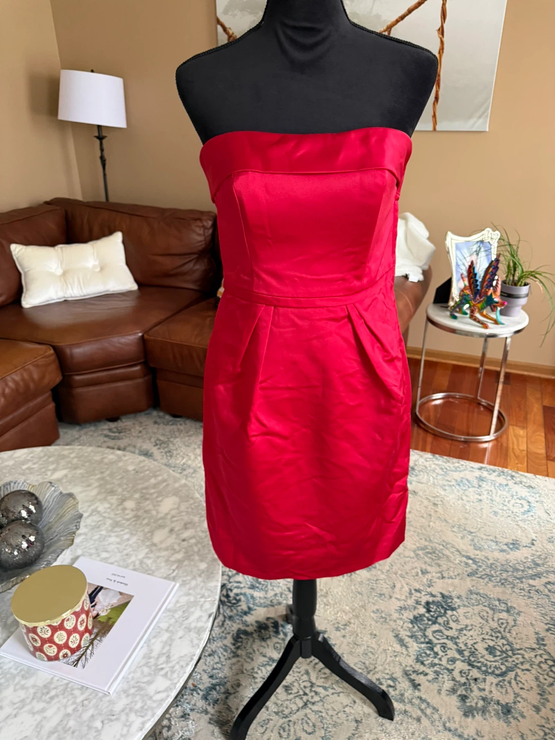 Red Strapless Bow Detail Mini Dress - photo 2