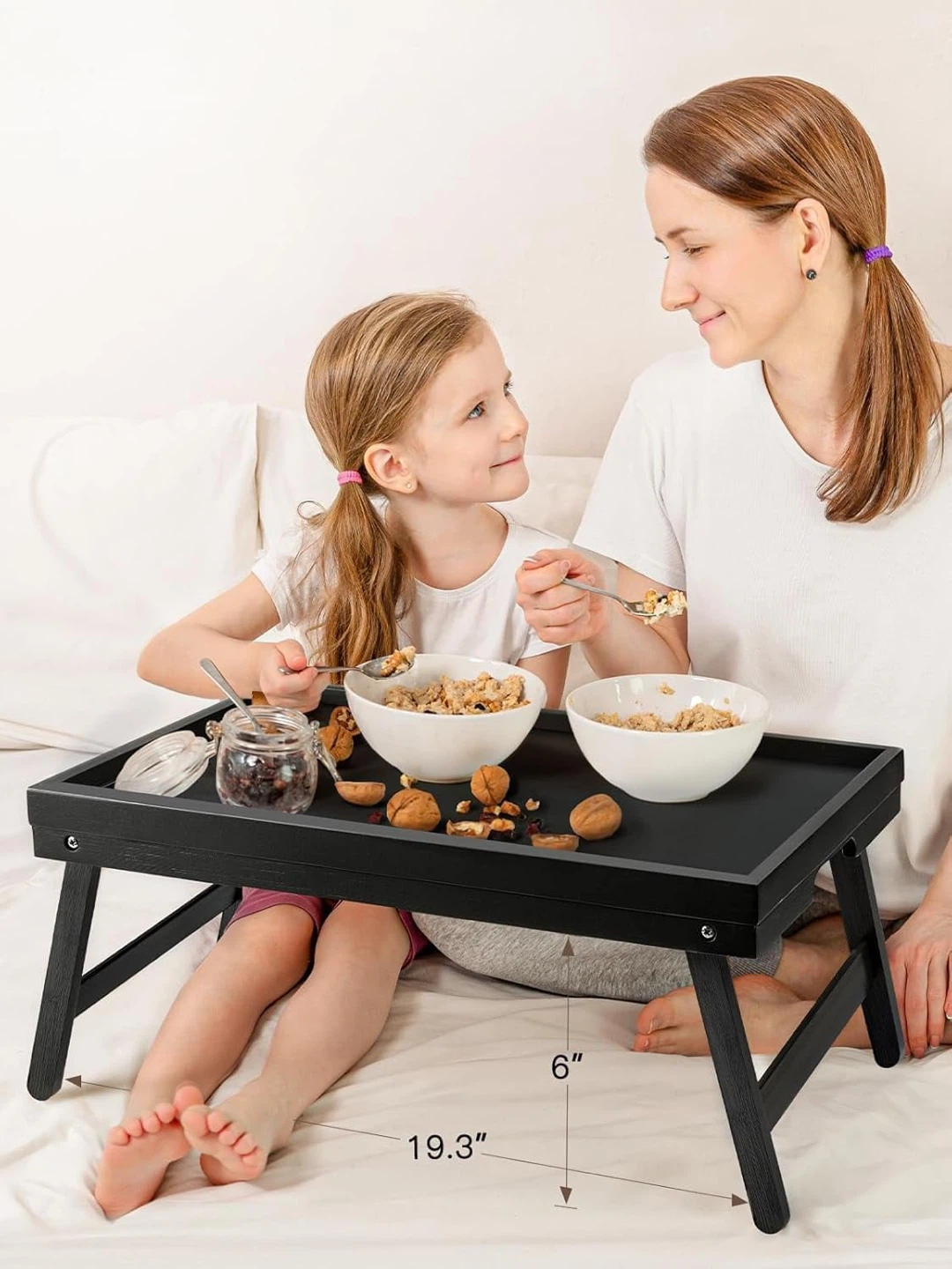 🌱 Black Bed Tray Table with Foldable Legs - photo 4