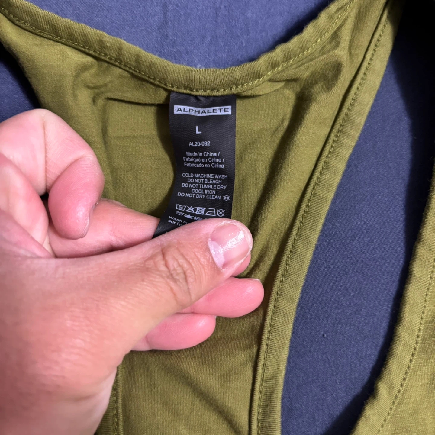 Alphalete Tank Top - Olive Green - Size L - photo 2