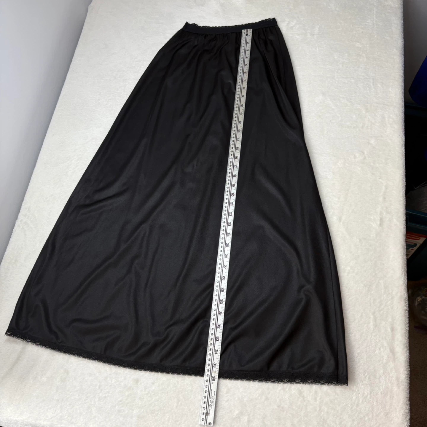 Van Raalte Vintage Black Maxi Slip Skirt Lace Trim Size S Petite - photo 5