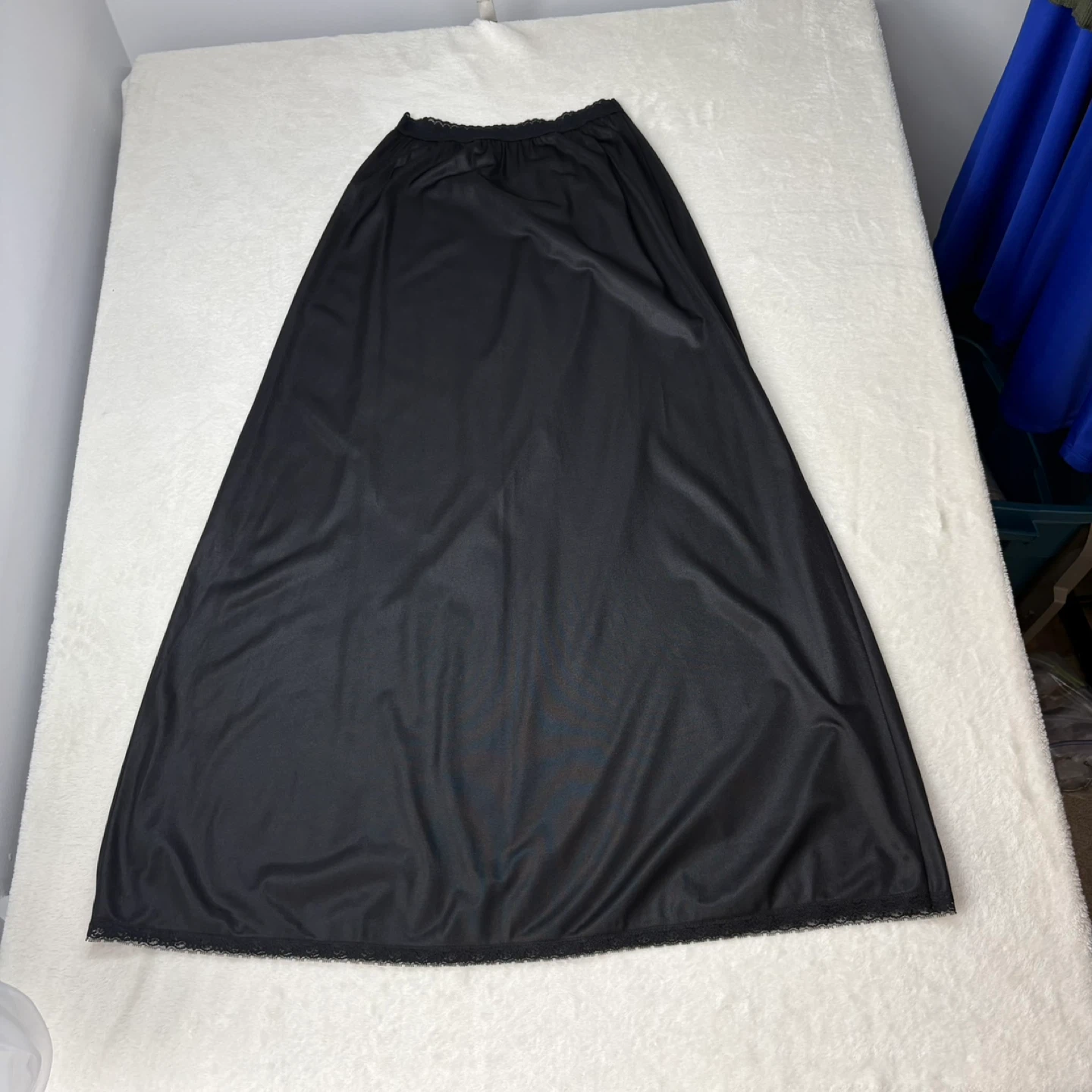 Van Raalte Vintage Black Maxi Slip Skirt Lace Trim Size S Petite - photo 2
