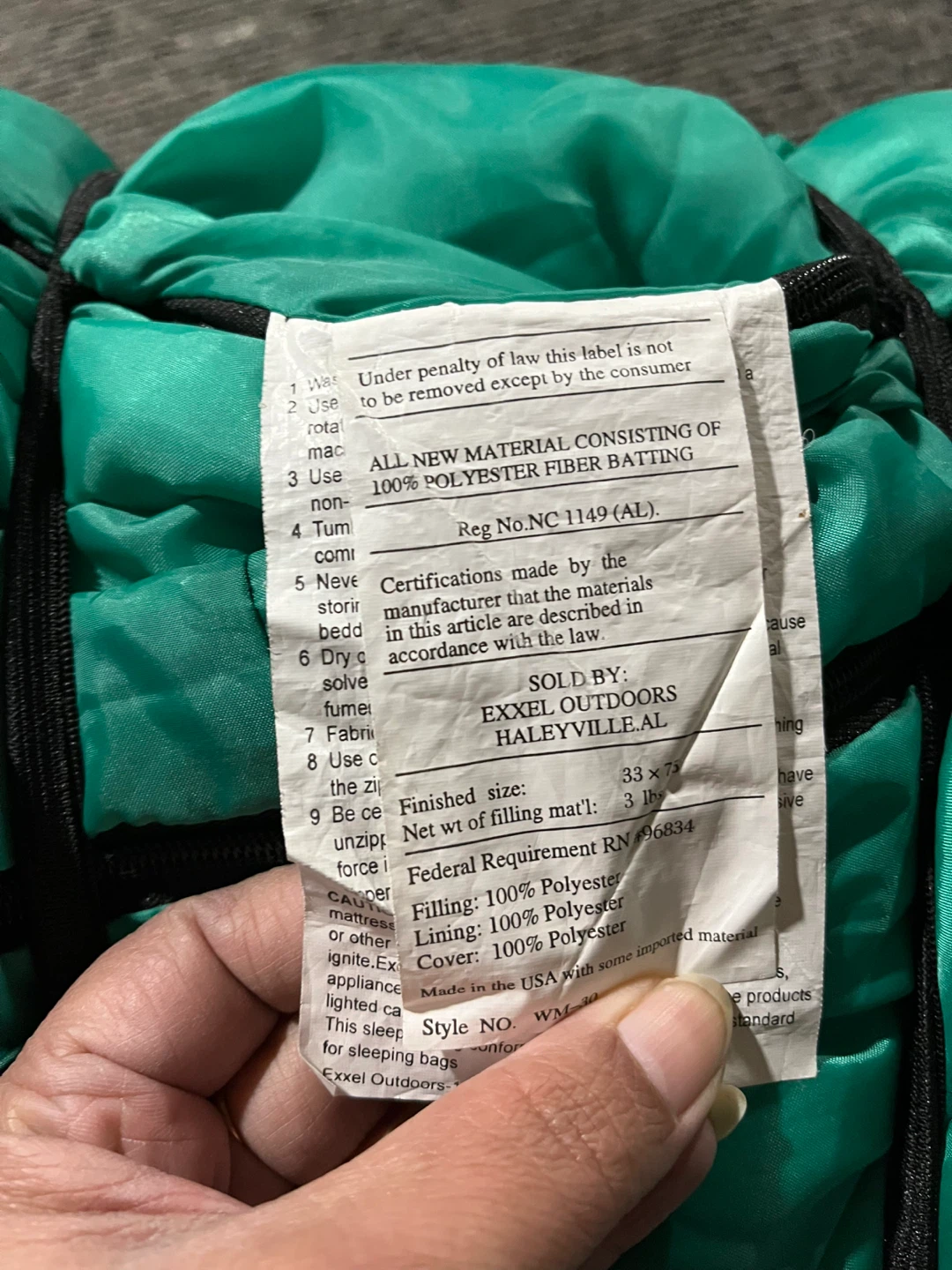 Exxel Outdoors Sleeping Bag