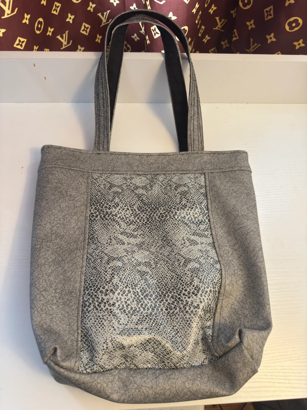 Grey Snake Print Tote Bag - photo 2