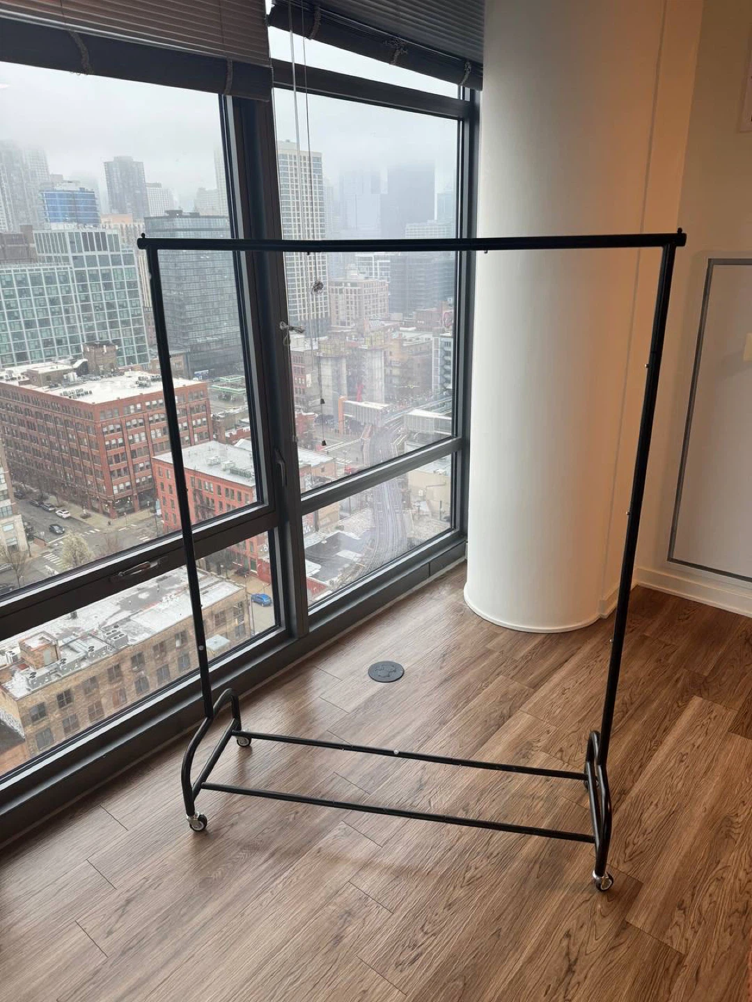 Black Metal Garment Rack with Wheels - photo 3
