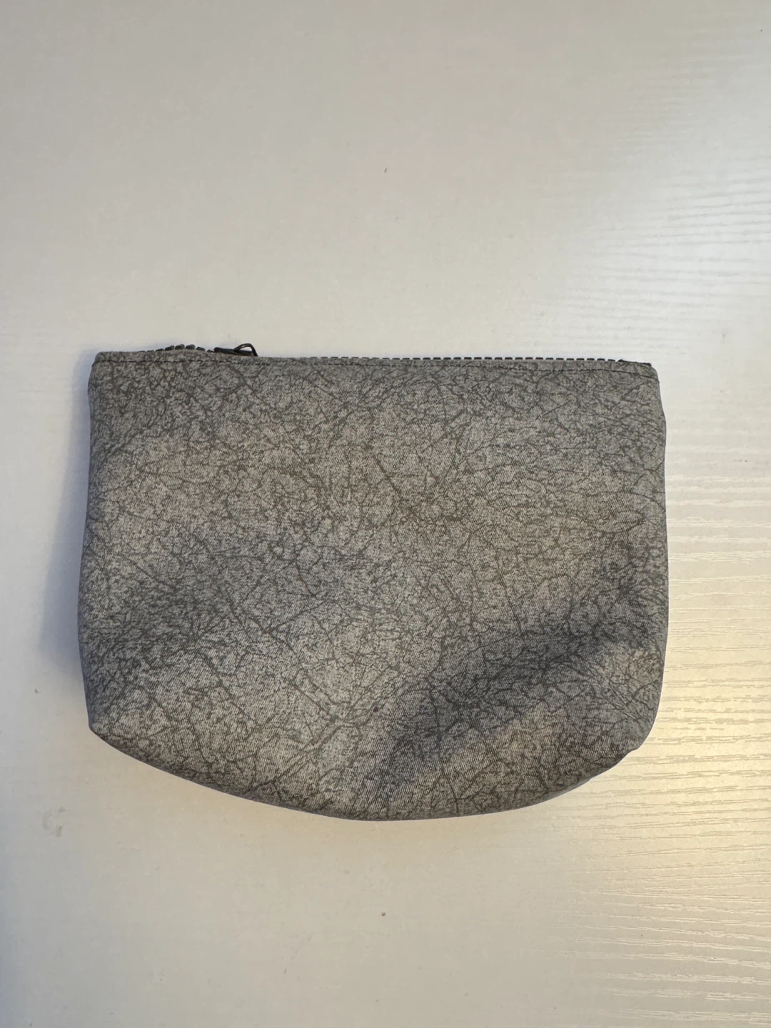 Grey Textured Cosmetic Pouch with Black Band - photo 2