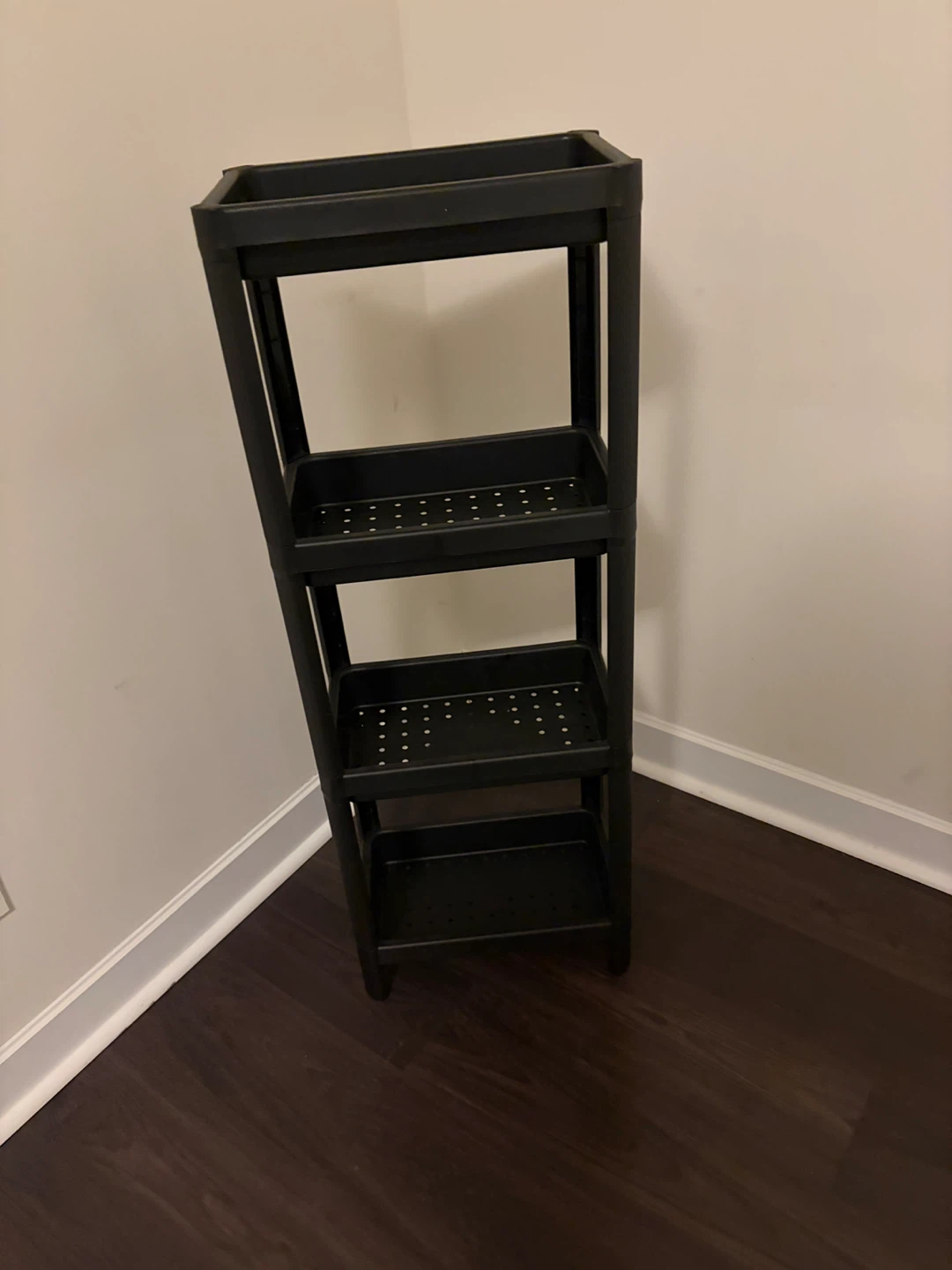 Black 4-Tier Plastic Shelf Unit