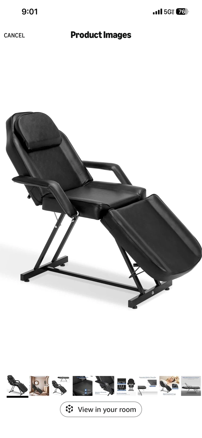 Black Massage Table Facial Bed/ Lash Recliner