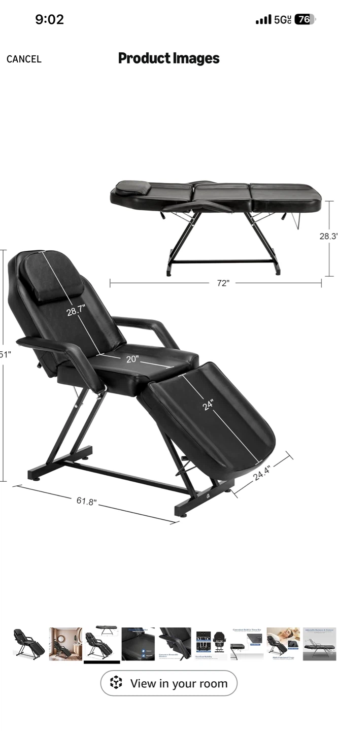 Black Massage Table Facial Bed/ Lash Recliner - photo 3