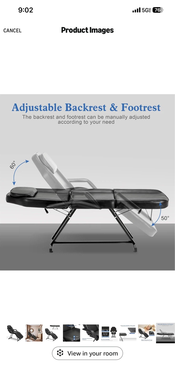 Black Massage Table Facial Bed/ Lash Recliner - photo 5