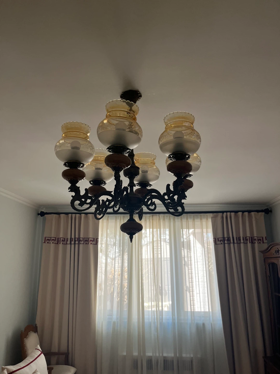 Vintage Yugoslavia Chandelier with Glass Shades