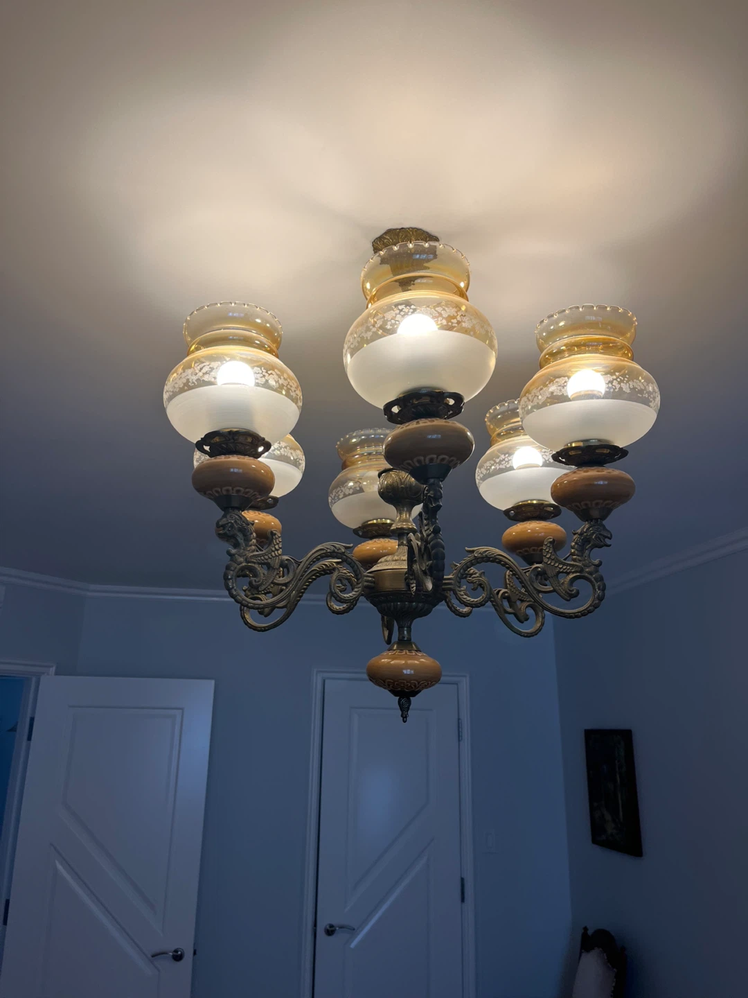 Vintage Yugoslavia Chandelier with Glass Shades - photo 4