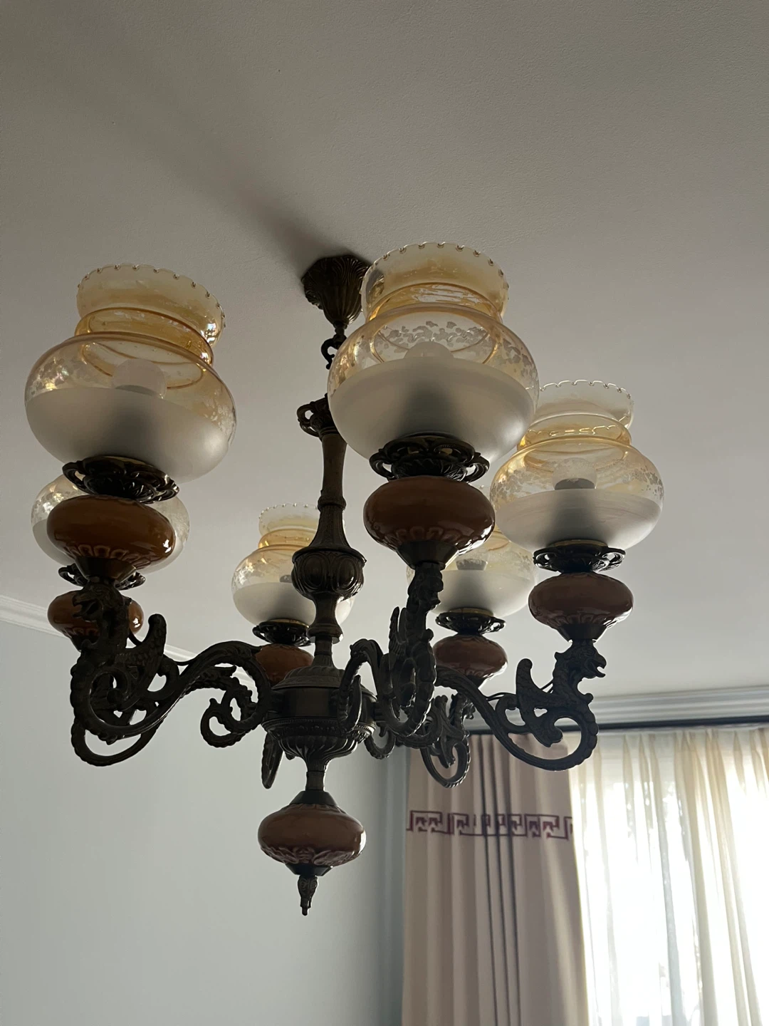 Vintage Yugoslavia Chandelier with Glass Shades - photo 5
