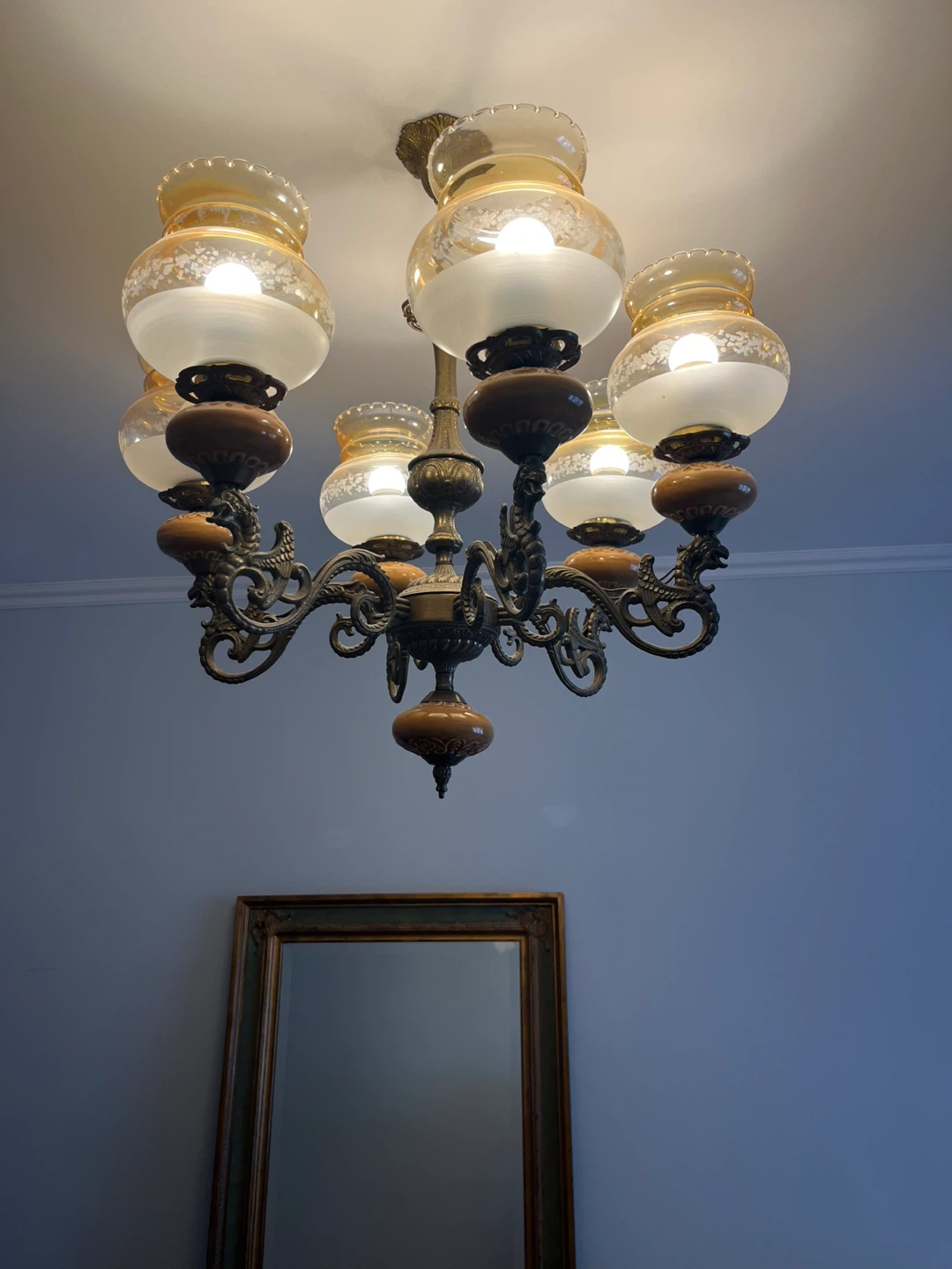 Vintage Yugoslavia Chandelier with Glass Shades - photo 2