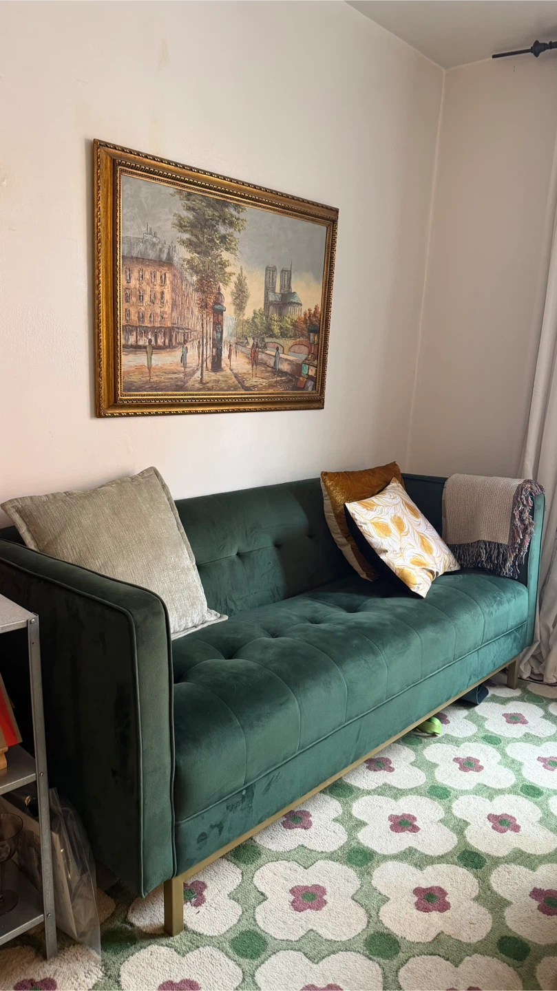 Emerald Green Tufted Velvet Sofa