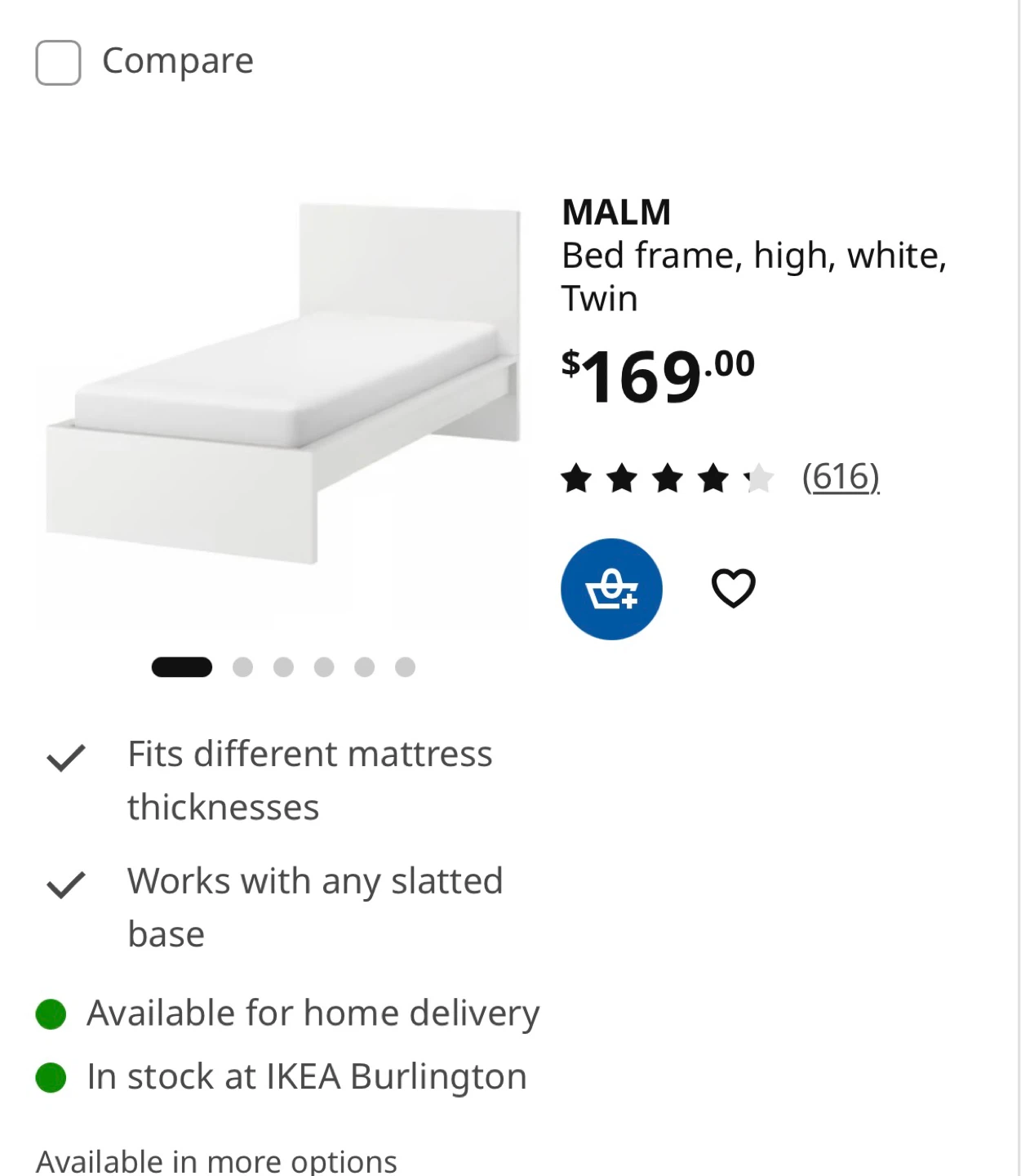 IKEA MALM Bed Frame - White, Twin
