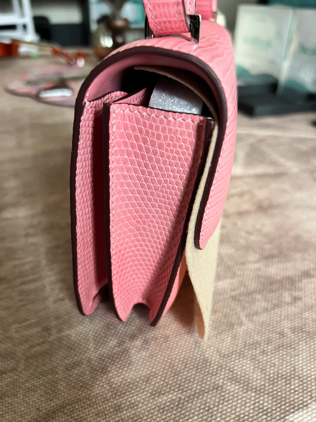 Pink Lizard & Suede Shoulder Bag - photo 4