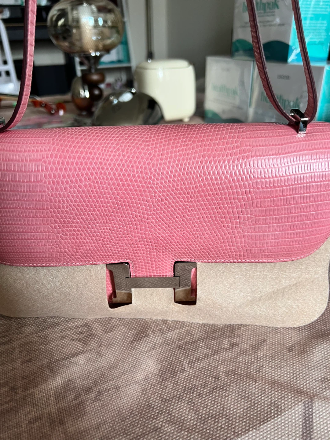 Pink Lizard & Suede Shoulder Bag - photo 3