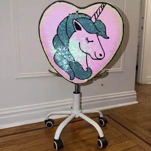 Heart Shaped Swivel Chair with Reversible Sequins