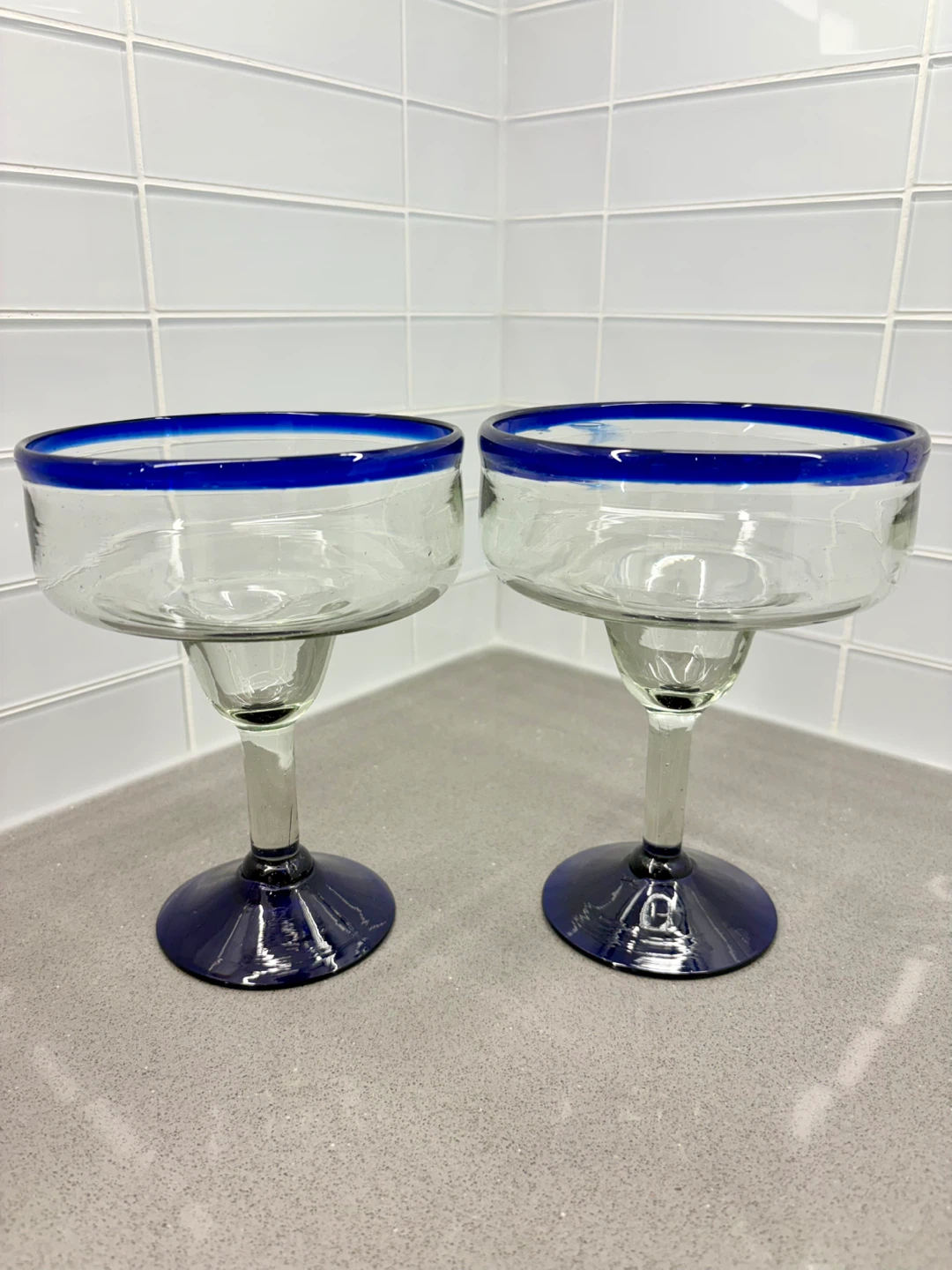 WINNERS - Set of 2 Blue Rim Margarita Glasses