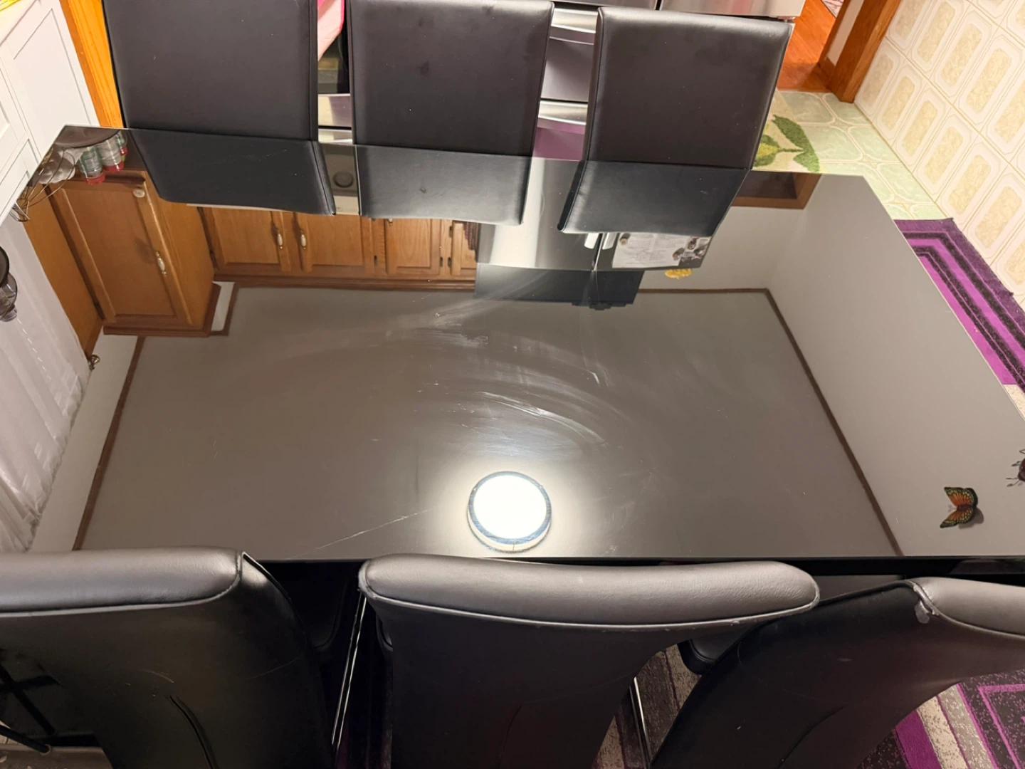 Black Dining Table with 4 Black Chairs
