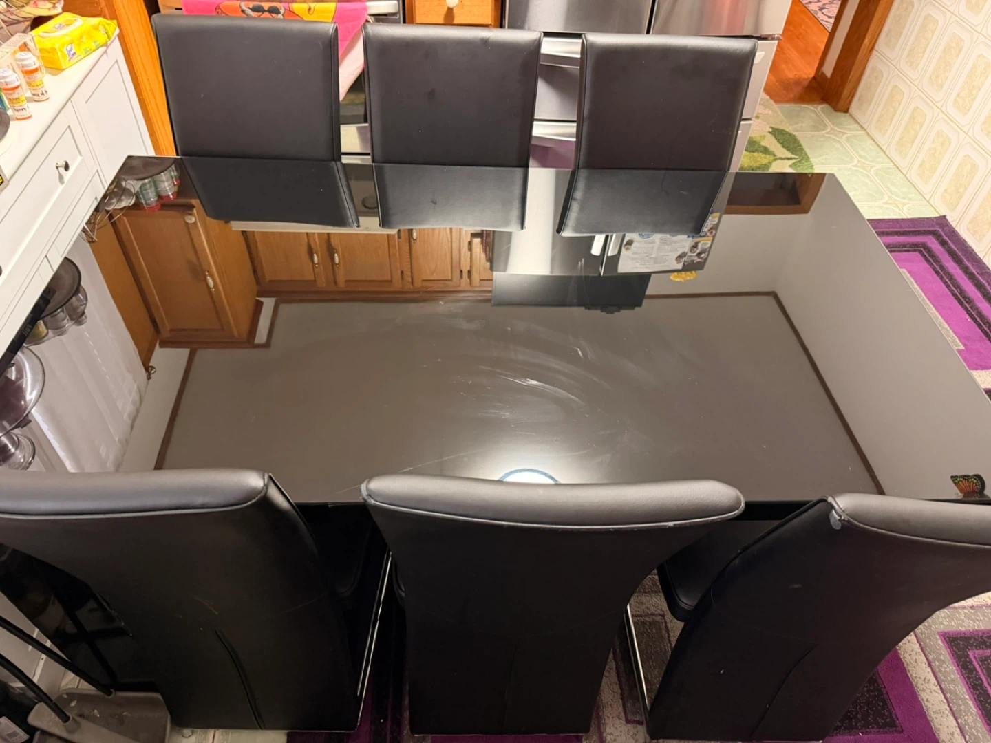 Black Dining Table with 4 Black Chairs - photo 2