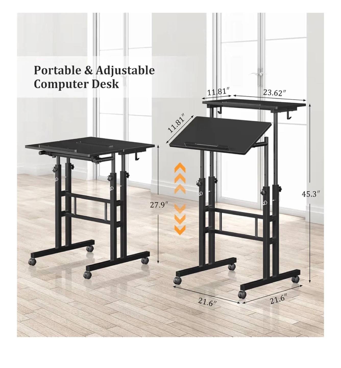 Adjustable Standing Desk with Wheels - photo 4