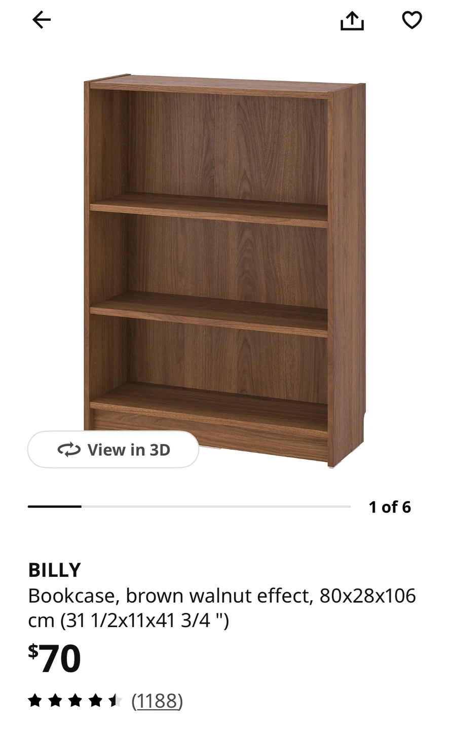 IKEA BILLY Bookcase, Brown Walnut Effect - photo 3