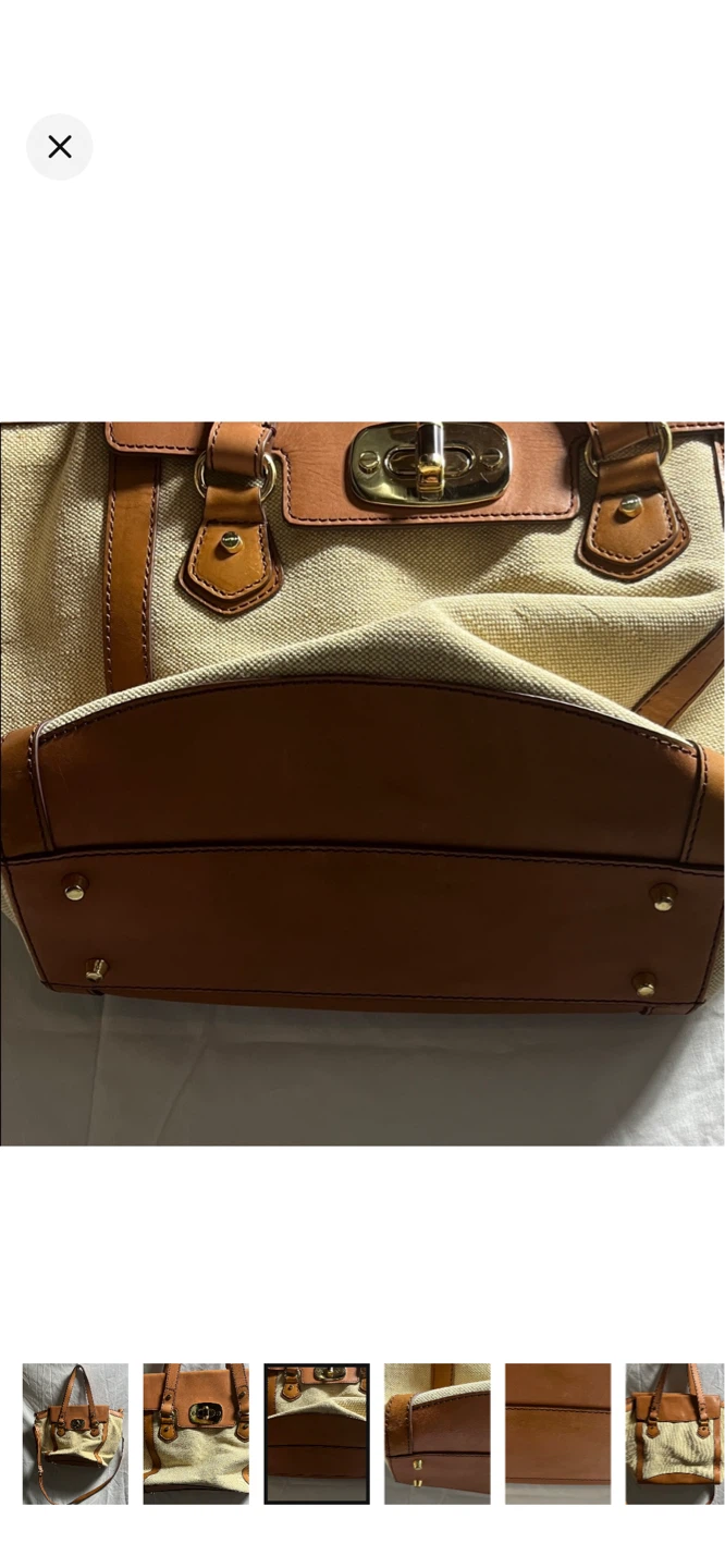 -Danier Leather-Canvas and Leather Satchel Handbag - photo 3