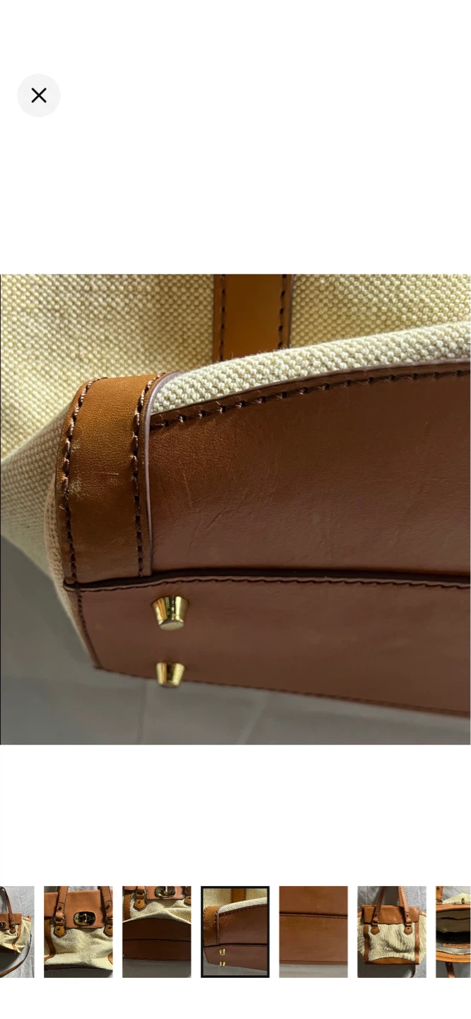 -Danier Leather-Canvas and Leather Satchel Handbag - photo 4