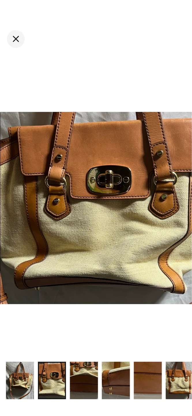 -Danier Leather-Canvas and Leather Satchel Handbag - photo 2